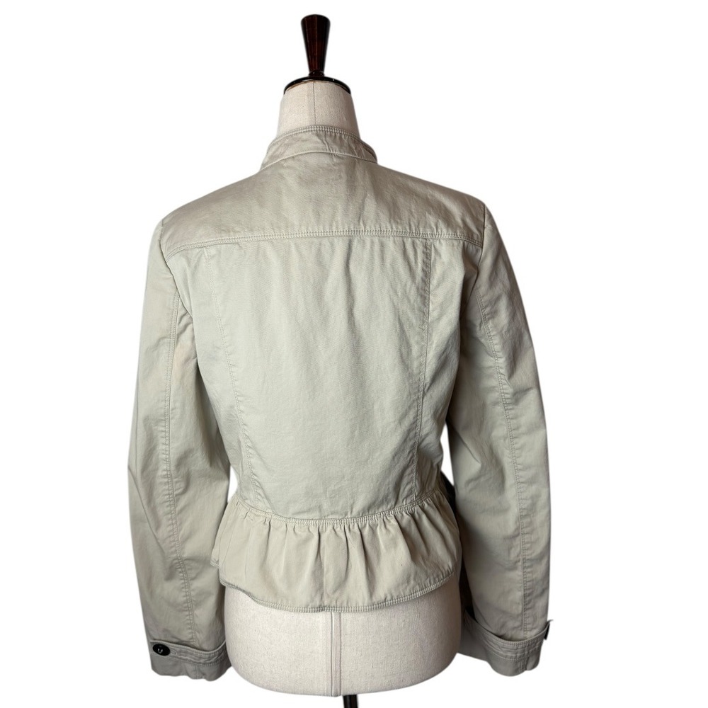 Burberry London Jacket‎ Women 6 Tan Military Peplum Hem Coat Luxury Preppy Plaid - Picture 3 of 16